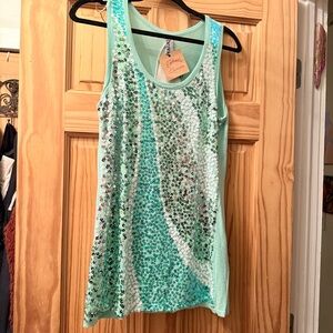 Berek Mint and Silver Sequin Tank Top